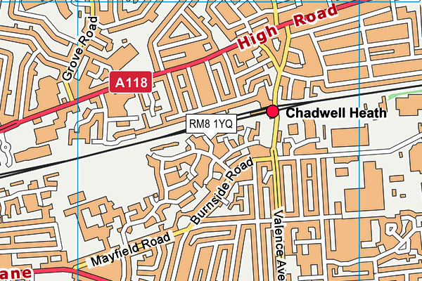 RM8 1YQ map - OS VectorMap District (Ordnance Survey)