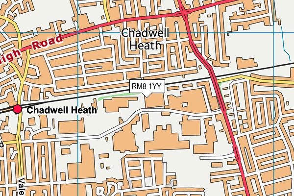 RM8 1YY map - OS VectorMap District (Ordnance Survey)