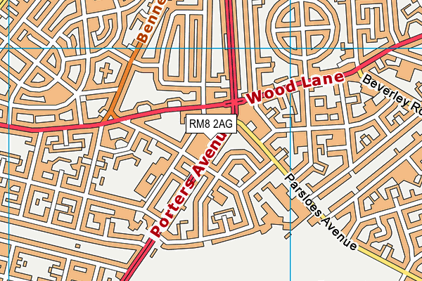 RM8 2AG map - OS VectorMap District (Ordnance Survey)