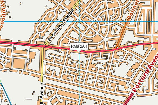 RM8 2AH map - OS VectorMap District (Ordnance Survey)