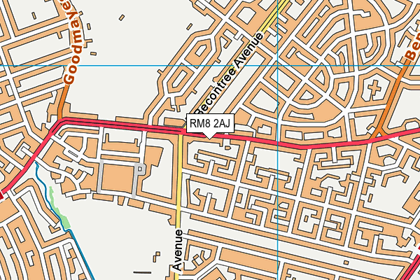 RM8 2AJ map - OS VectorMap District (Ordnance Survey)