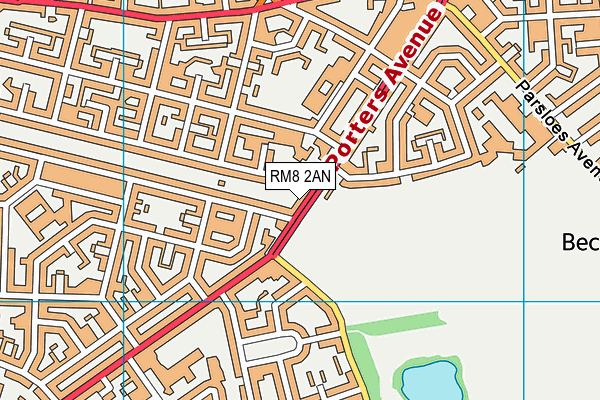RM8 2AN map - OS VectorMap District (Ordnance Survey)