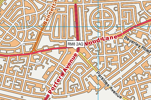 RM8 2AQ map - OS VectorMap District (Ordnance Survey)