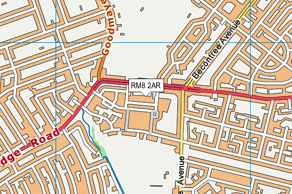 RM8 2AR map - OS VectorMap District (Ordnance Survey)