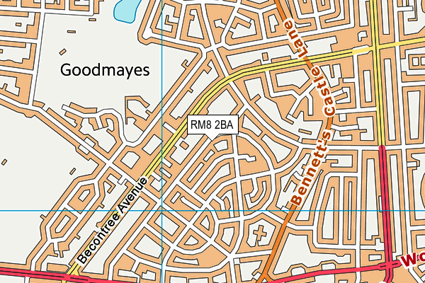 RM8 2BA map - OS VectorMap District (Ordnance Survey)