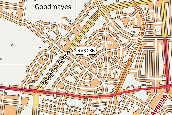 RM8 2BB map - OS VectorMap District (Ordnance Survey)