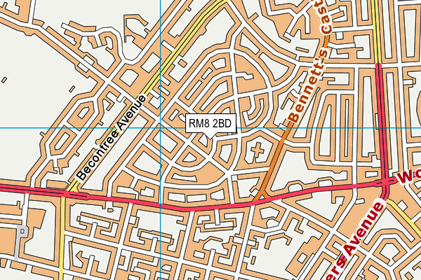 RM8 2BD map - OS VectorMap District (Ordnance Survey)