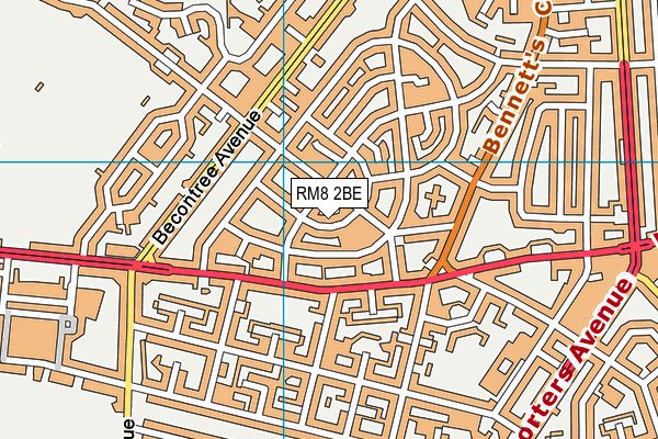 RM8 2BE map - OS VectorMap District (Ordnance Survey)