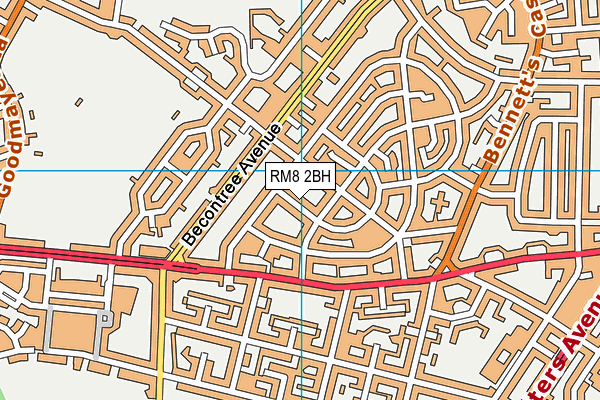 RM8 2BH map - OS VectorMap District (Ordnance Survey)