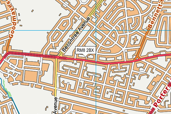 RM8 2BX map - OS VectorMap District (Ordnance Survey)