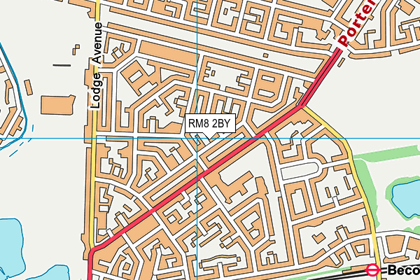 RM8 2BY map - OS VectorMap District (Ordnance Survey)