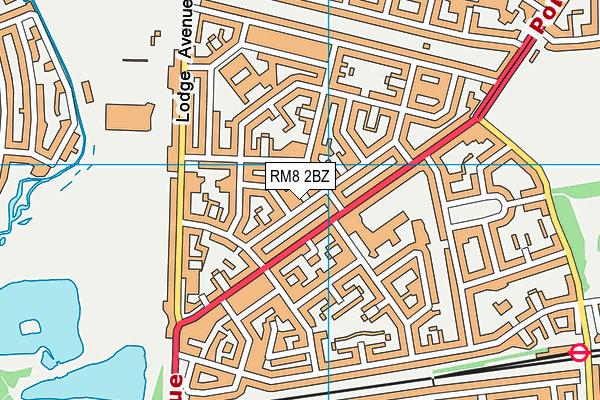 RM8 2BZ map - OS VectorMap District (Ordnance Survey)