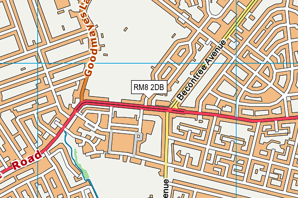 RM8 2DB map - OS VectorMap District (Ordnance Survey)