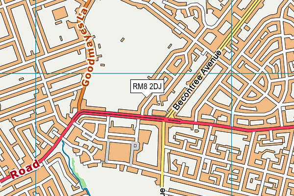 RM8 2DJ map - OS VectorMap District (Ordnance Survey)
