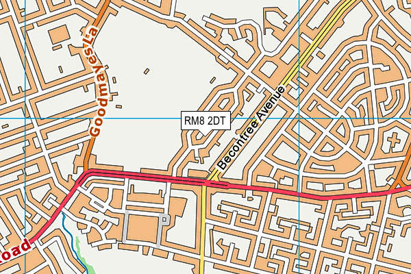 RM8 2DT map - OS VectorMap District (Ordnance Survey)