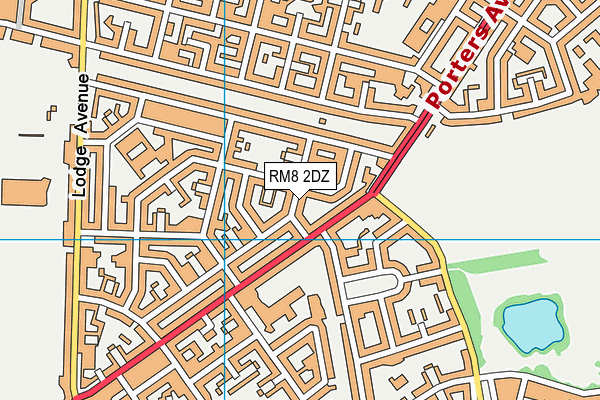 RM8 2DZ map - OS VectorMap District (Ordnance Survey)