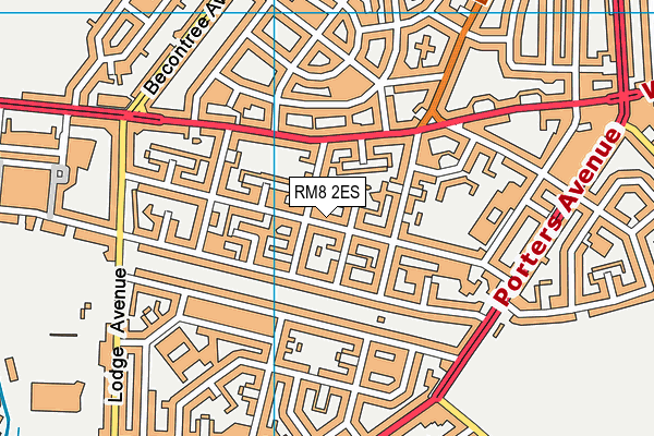 RM8 2ES map - OS VectorMap District (Ordnance Survey)