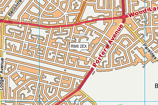 RM8 2EX map - OS VectorMap District (Ordnance Survey)
