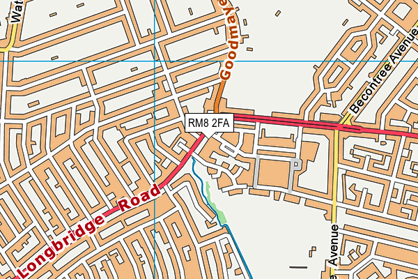 RM8 2FA map - OS VectorMap District (Ordnance Survey)