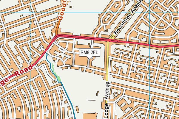 Manor Primary School map (RM8 2FL) - OS VectorMap District (Ordnance Survey)