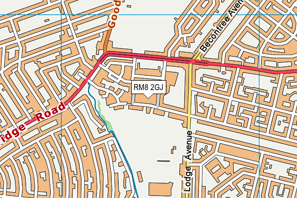 RM8 2GJ map - OS VectorMap District (Ordnance Survey)