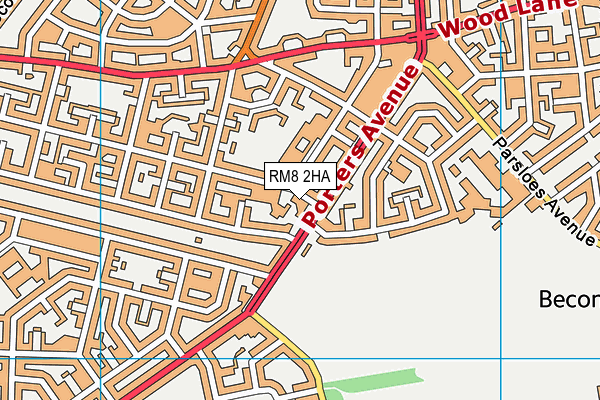 RM8 2HA map - OS VectorMap District (Ordnance Survey)