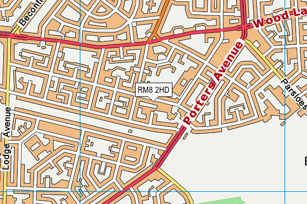 RM8 2HD map - OS VectorMap District (Ordnance Survey)