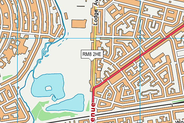 RM8 2HE map - OS VectorMap District (Ordnance Survey)