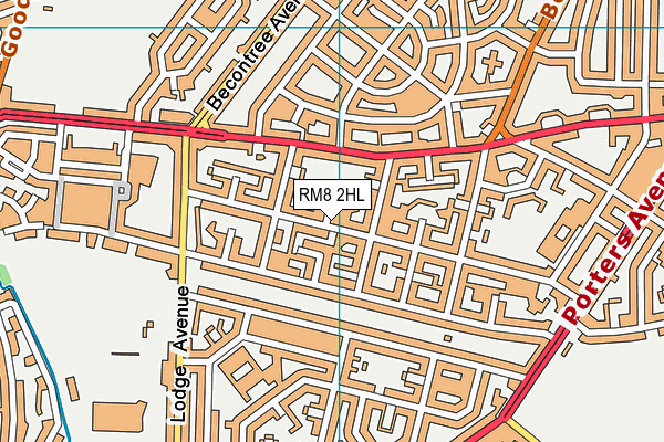 RM8 2HL map - OS VectorMap District (Ordnance Survey)