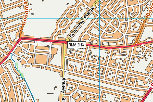 RM8 2HX map - OS VectorMap District (Ordnance Survey)