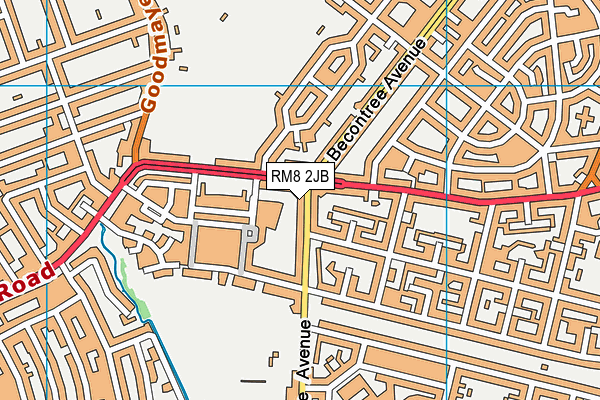 RM8 2JB map - OS VectorMap District (Ordnance Survey)