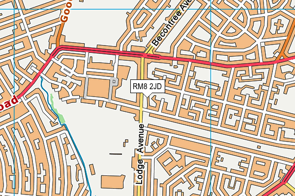 RM8 2JD map - OS VectorMap District (Ordnance Survey)