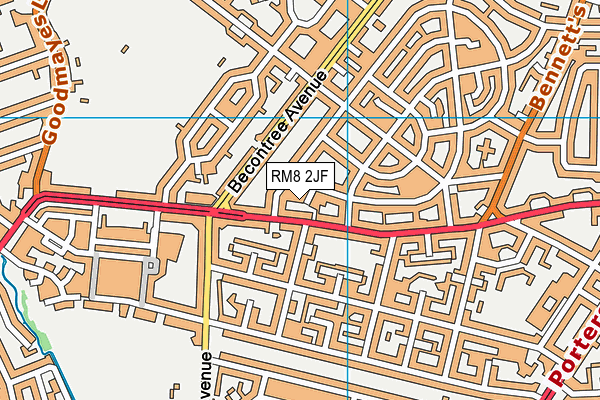 RM8 2JF map - OS VectorMap District (Ordnance Survey)