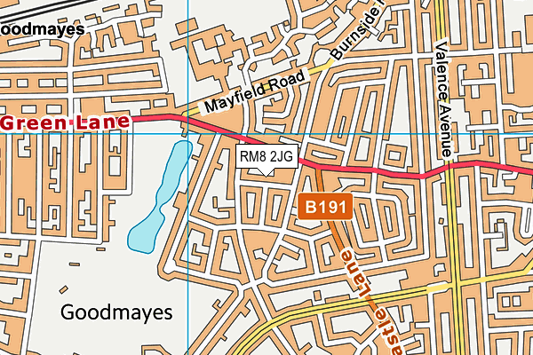 RM8 2JG map - OS VectorMap District (Ordnance Survey)