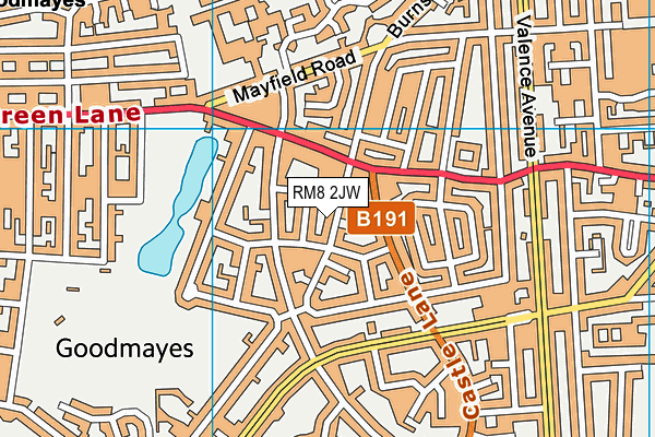 RM8 2JW map - OS VectorMap District (Ordnance Survey)