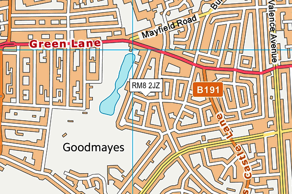 RM8 2JZ map - OS VectorMap District (Ordnance Survey)