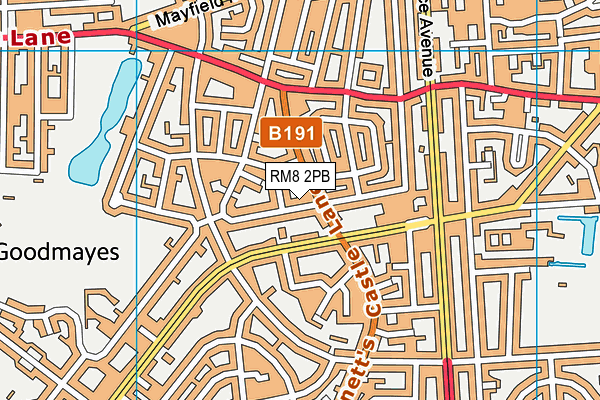 RM8 2PB map - OS VectorMap District (Ordnance Survey)