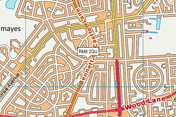 RM8 2QU map - OS VectorMap District (Ordnance Survey)