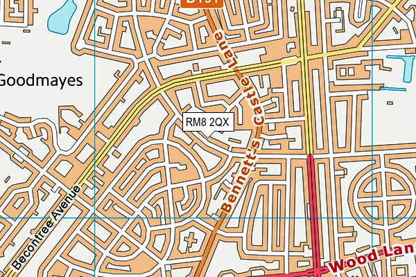 RM8 2QX map - OS VectorMap District (Ordnance Survey)