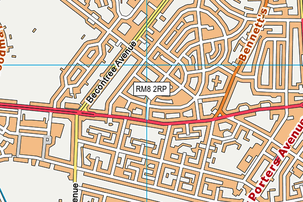 RM8 2RP map - OS VectorMap District (Ordnance Survey)