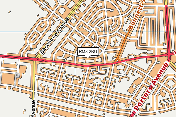 RM8 2RU map - OS VectorMap District (Ordnance Survey)