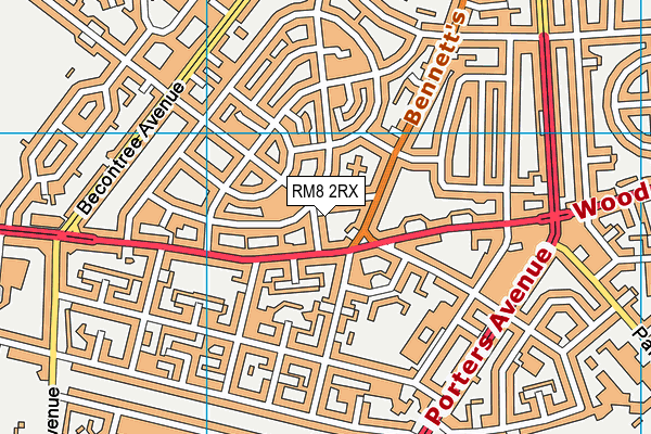 RM8 2RX map - OS VectorMap District (Ordnance Survey)