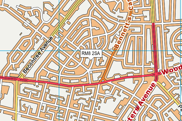 RM8 2SA map - OS VectorMap District (Ordnance Survey)