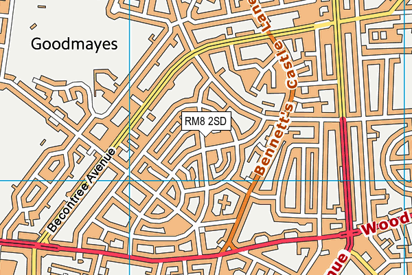 RM8 2SD map - OS VectorMap District (Ordnance Survey)