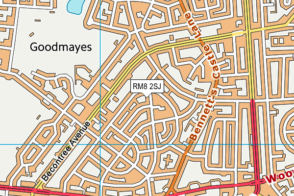 RM8 2SJ map - OS VectorMap District (Ordnance Survey)