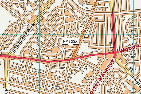 RM8 2SX map - OS VectorMap District (Ordnance Survey)