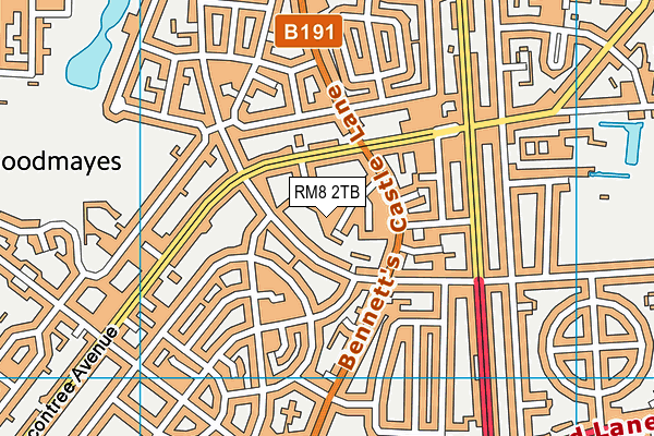 RM8 2TB map - OS VectorMap District (Ordnance Survey)