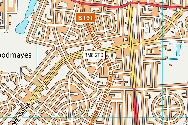RM8 2TD map - OS VectorMap District (Ordnance Survey)