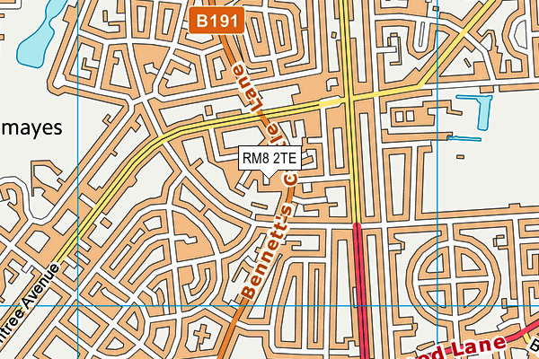 RM8 2TE map - OS VectorMap District (Ordnance Survey)