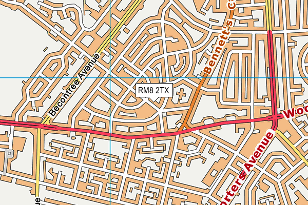 RM8 2TX map - OS VectorMap District (Ordnance Survey)